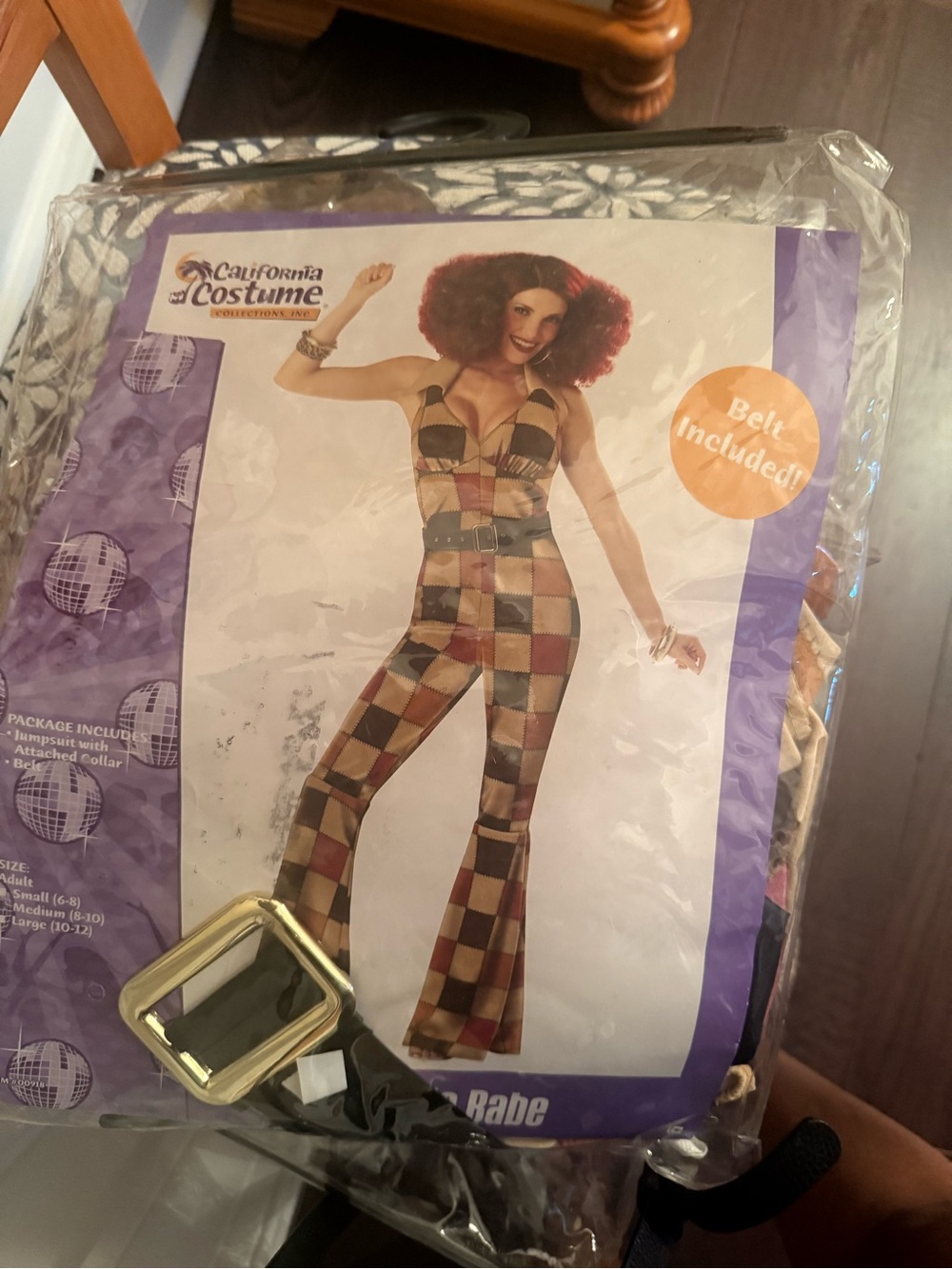 California Costumes Women's Patchwork Bootcut Jumpsuit in Brown, Tan & Black